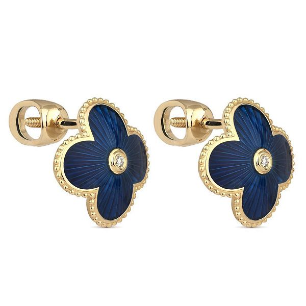 Пусеты из желтого золота с бриллиантами