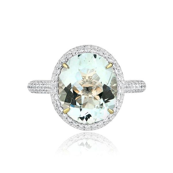 Кольцо из белого золота с аквамарином 4.7 ct и бриллиантами