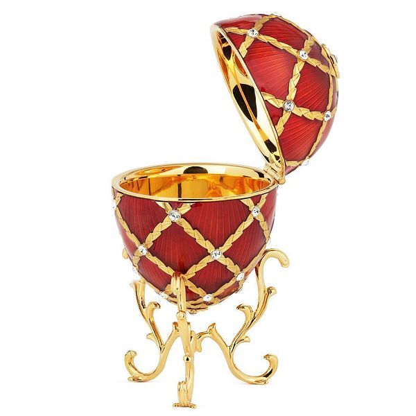 Яйцо-шкатулка из серебра с фианитами