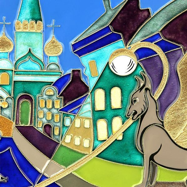 Тарелка декоративная «Банковский мост» из серебра