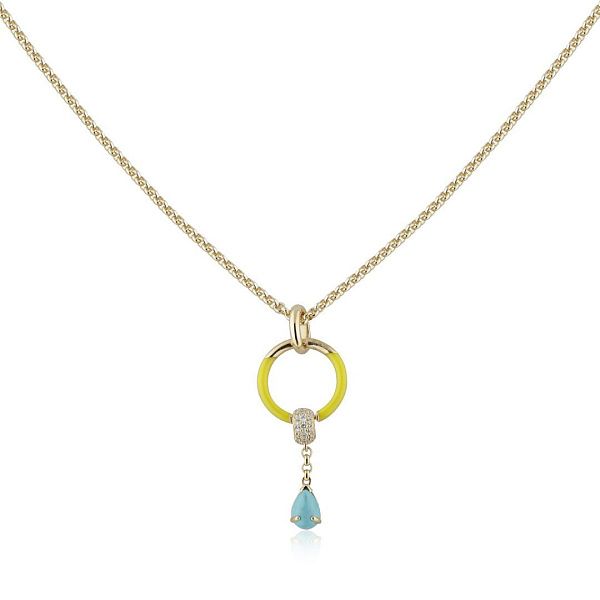 Колье из желтого золота с бирюзой и бриллиантами