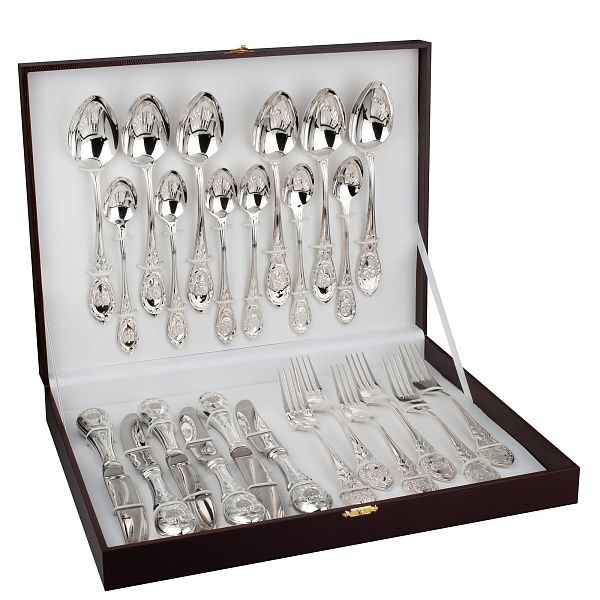 Десертный набор «Государственный» без золочения на 6 персон