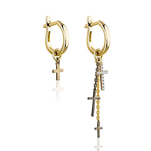 Серьги из желтого золота с бриллиантами