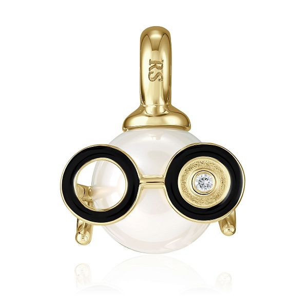 Подвеска из желтого золота с бриллиантом и жемчугом