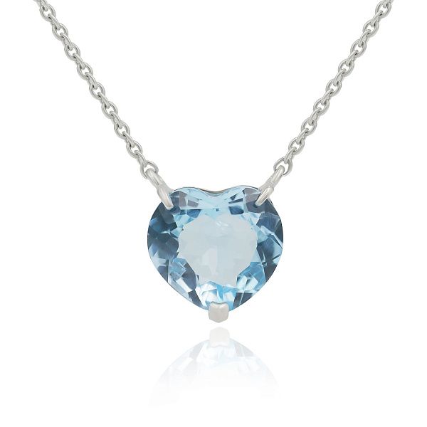 Колье «Сердце» из белого золота с топазом