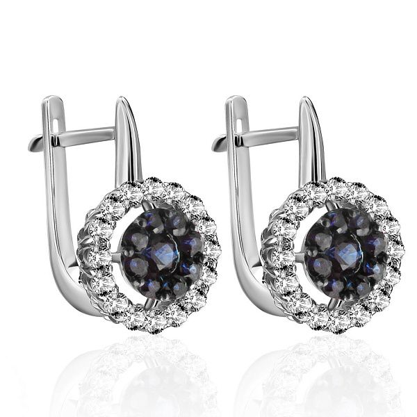 Серьги из белого золота с сапфирами и бриллиантами