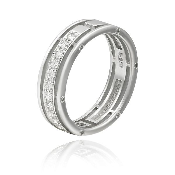 Обручальное кольцо из белого золота с бриллиантами