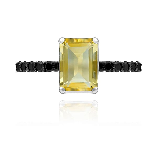 Кольцо из белого золота с цитрином и бриллиантами