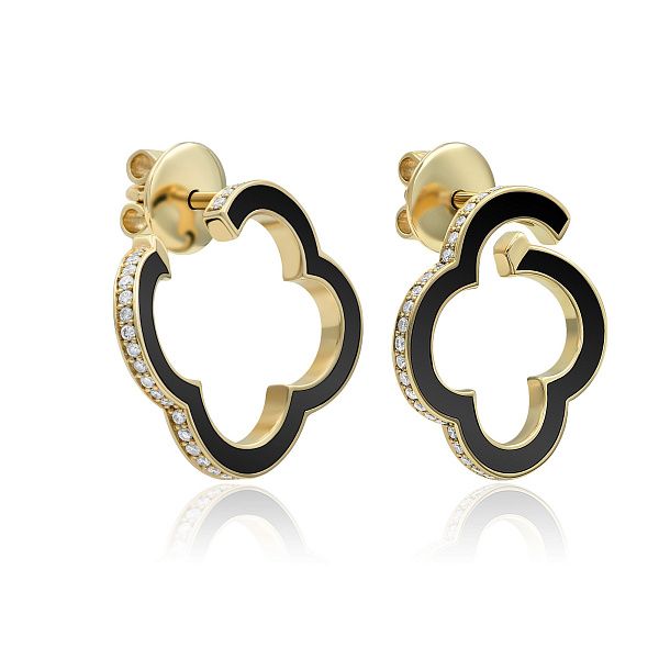 Пусеты из желтого золота с бриллиантами