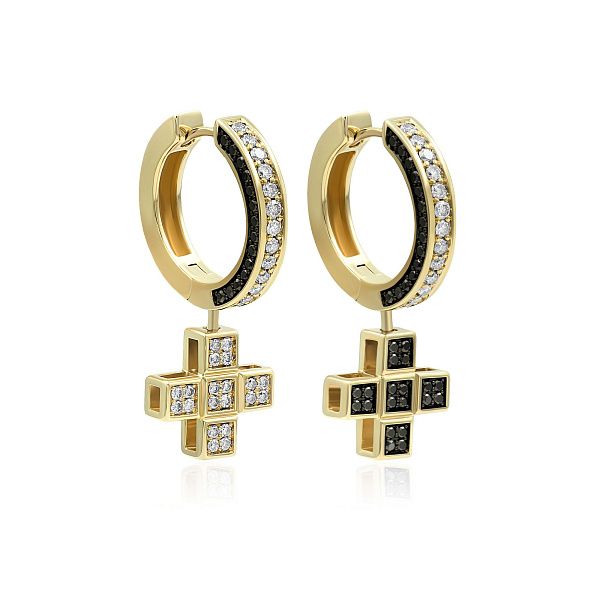 Серьги из желтого золота с бриллиантами