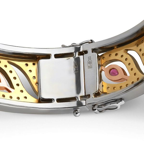 Браслет «Пейсли» из желтого золота с бриллиантами, изумрудами, сапфирами и рубинами