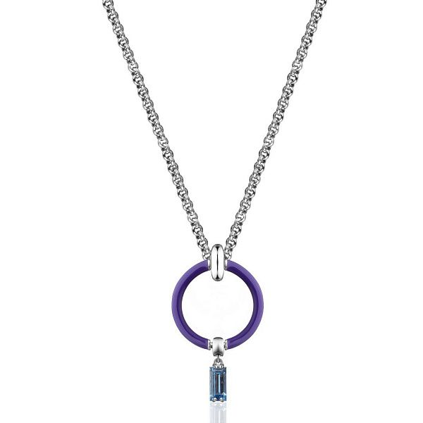 Колье из белого золота с бриллиантом и шпинелью