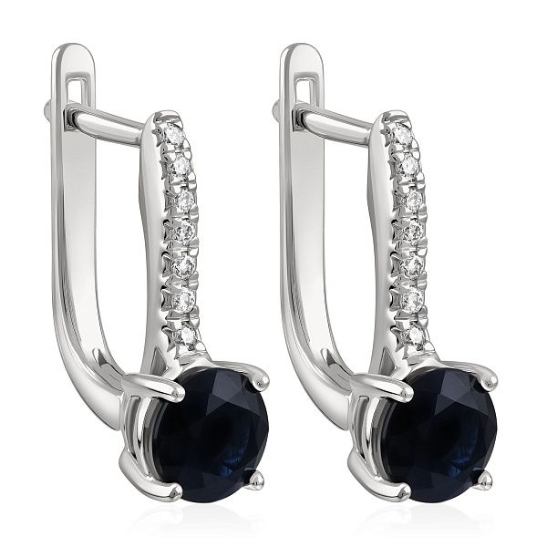 Серьги из белого золота с сапфирами и бриллиантами