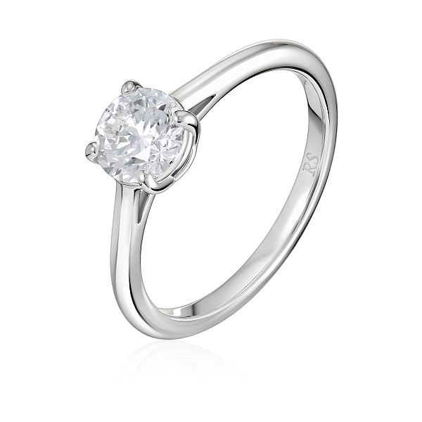 Кольцо из белого золота с бриллиантом 1 ct