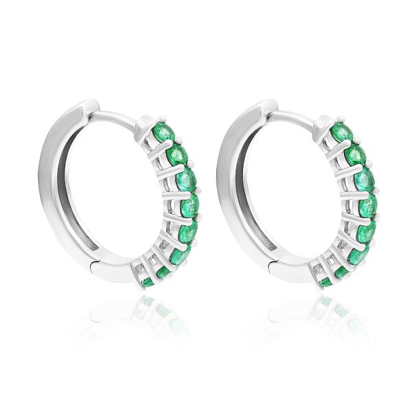 Серьги из белого золота с изумрудами