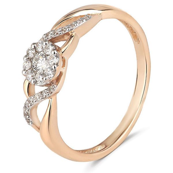 Кольцо из красного золота с бриллиантами