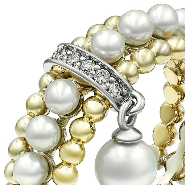 Кольцо из желтого золота с жемчугом и бриллиантами