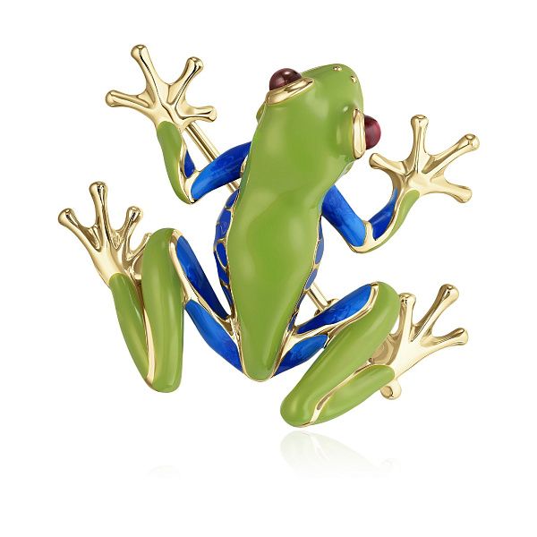 Брошь из желтого золота с альмандинами