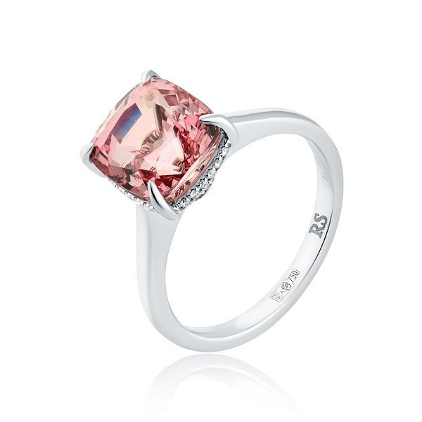 Кольцо из белого золота со шпинелью 5.02 ct и бриллиантами