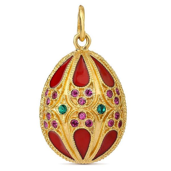 Подвеска яйцо из серебра с ювелирным стеклом