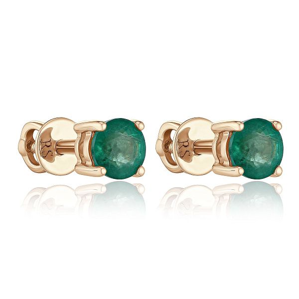Пусеты из желтого золота с изумрудами