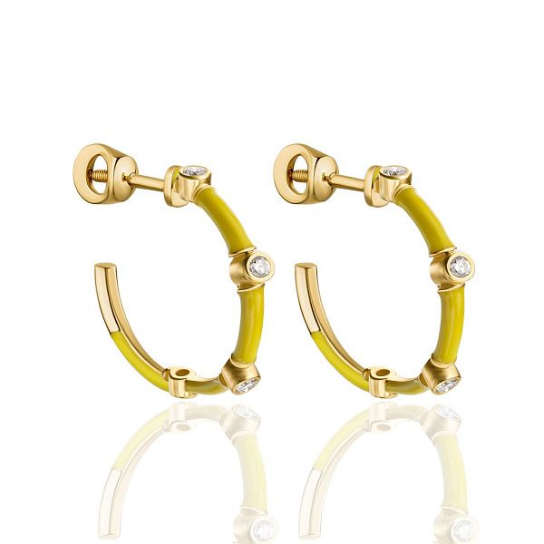 Пусеты из жёлтого золота с бриллиантами