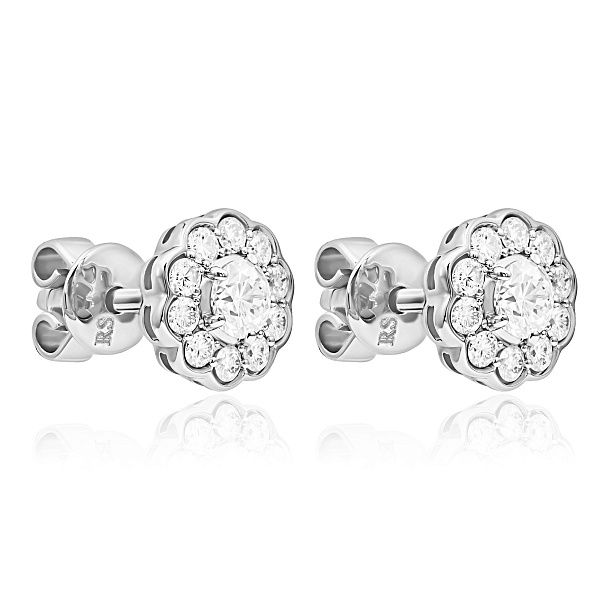 Пусеты из белого золота с бриллиантами