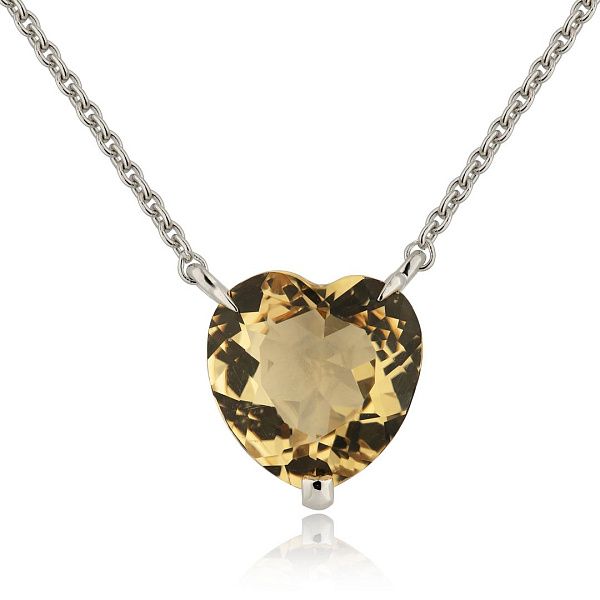 Колье «Сердце» из белого золота с цитрином