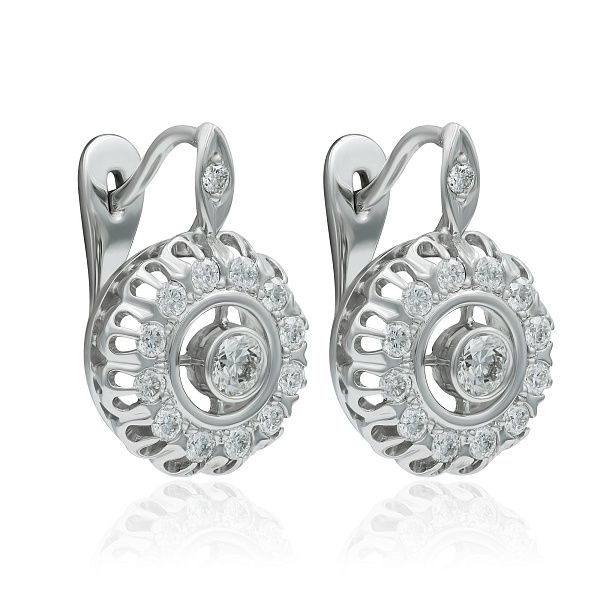 Серьги из белого золота с бриллиантами