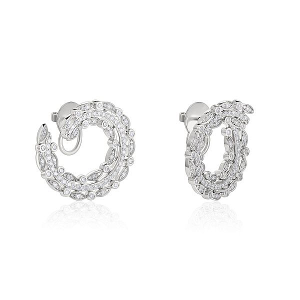 Пусеты из белого золота с бриллиантами