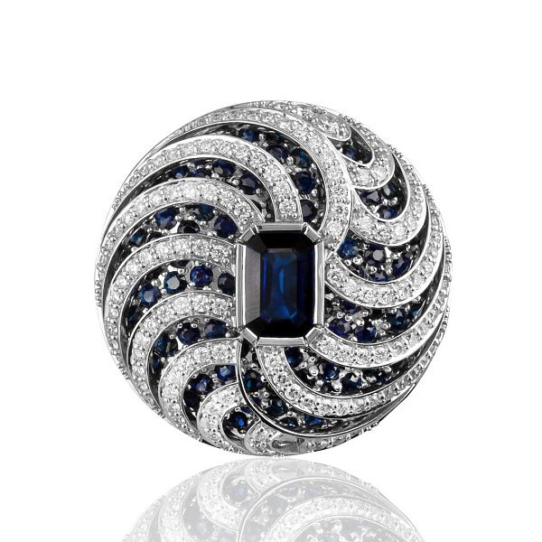 Кольцо «Vortex» из белого золота с сапфиром 2.01 ct и бриллиантами