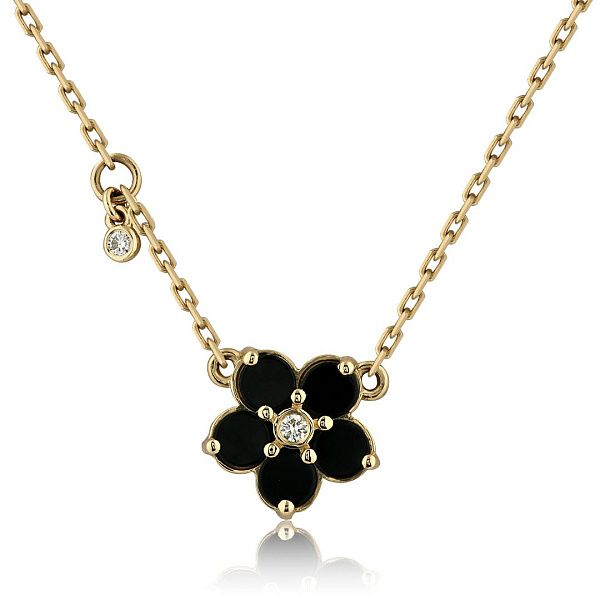 Колье из желтого золота с ониксом и бриллиантами