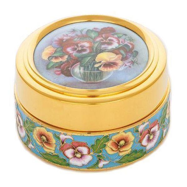 Шкатулка «Анютины глазки» из серебра