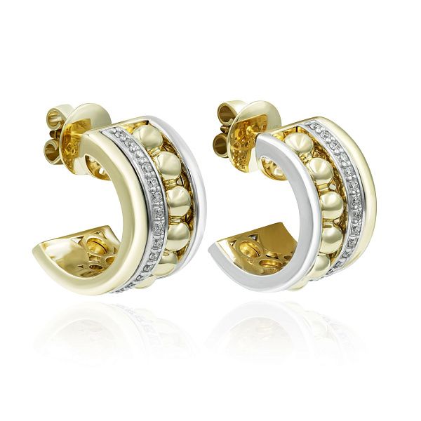 Пусеты из желтого золота с бриллиантами