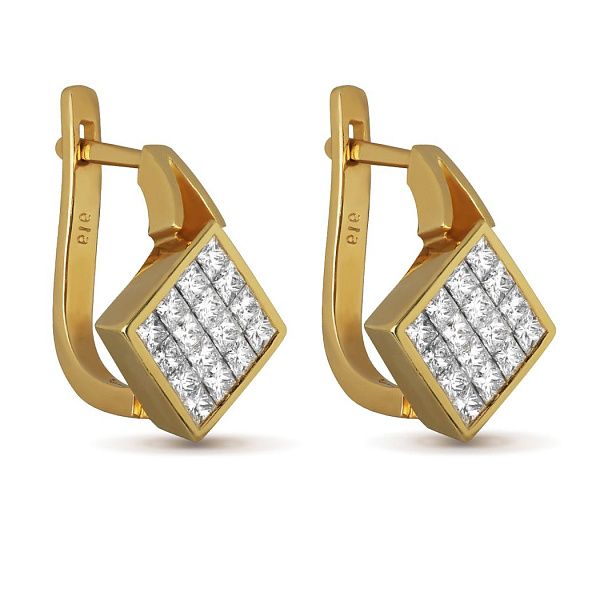 Серьги из желтого золота с бриллиантами