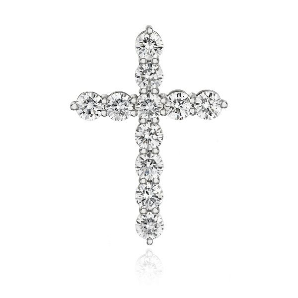 Крест из белого золота с бриллиантами
