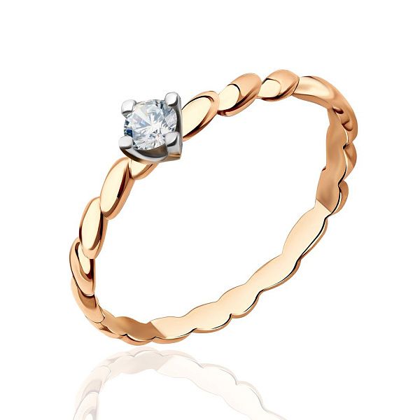 Кольцо из красного золота с бриллиантом