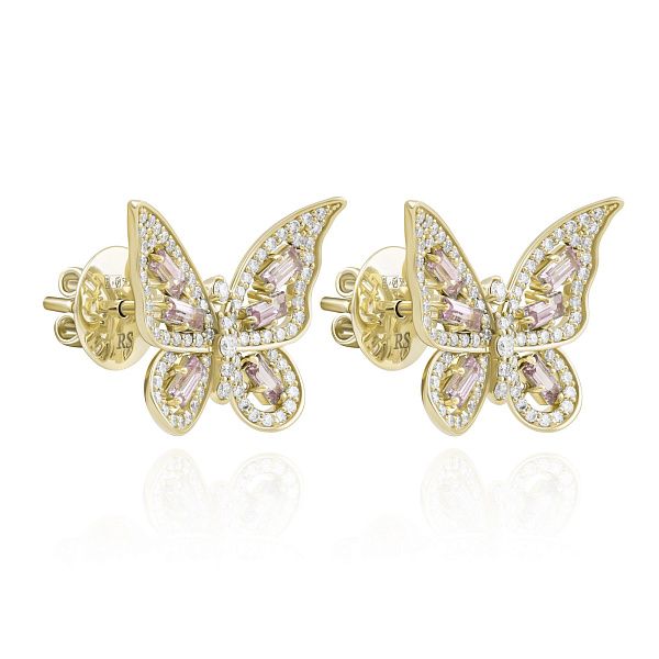 Пусеты из желтого золота с сапфирами и бриллиантами