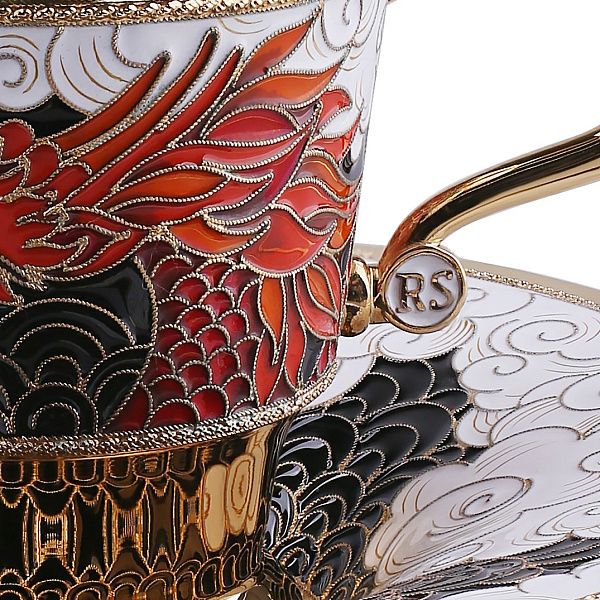 Подстаканник чайный «Дракон» из серебра