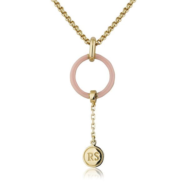 Колье из желтого золота с тремя съемными подвесками с бриллиантом и кораллом