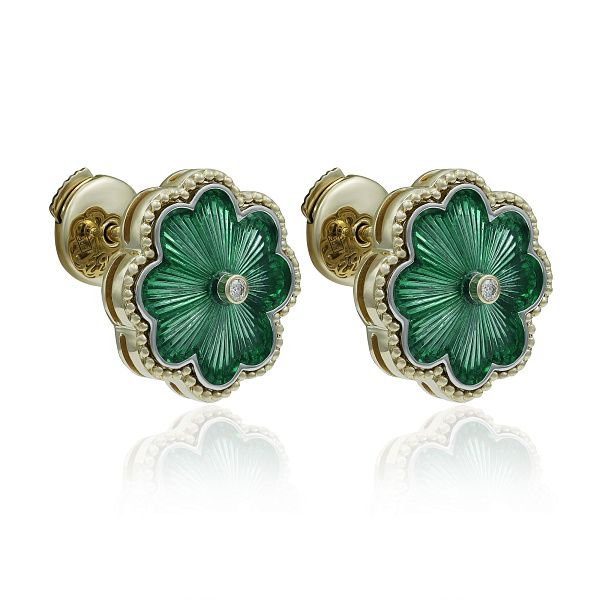 Пусеты из желтого золота с бриллиантами