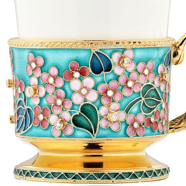 Набор кофейный из серебра с бриллиантами