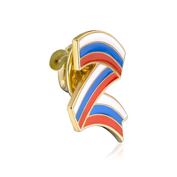 Значок «Флаг Российской Федерации» из серебра