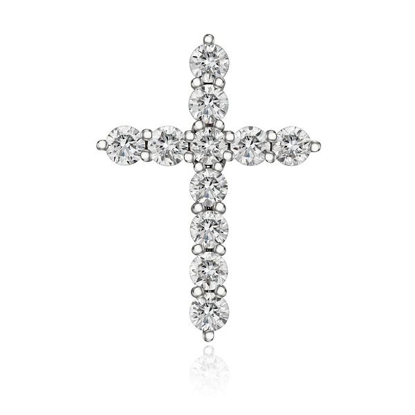 Крест из белого золота с бриллиантами
