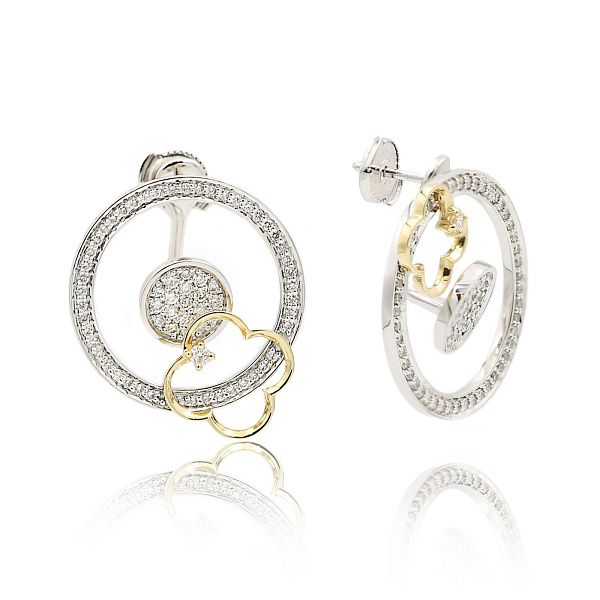 Пусеты из белого золота с бриллиантами