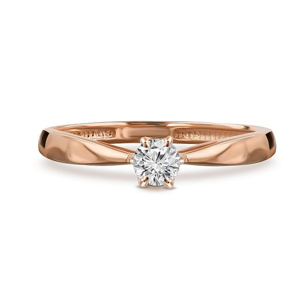 Кольцо из красного золота с бриллиантом