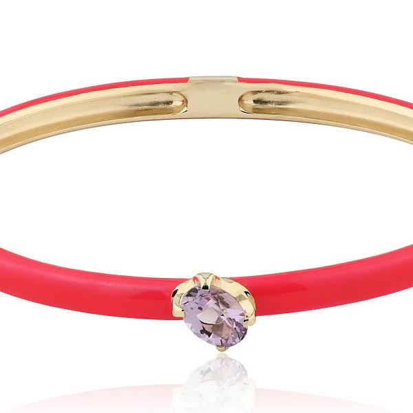 Браслет из желтого золота с аметистом