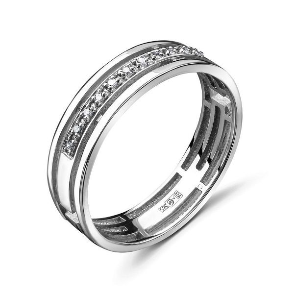 Обручальное кольцо из белого золота с бриллиантами