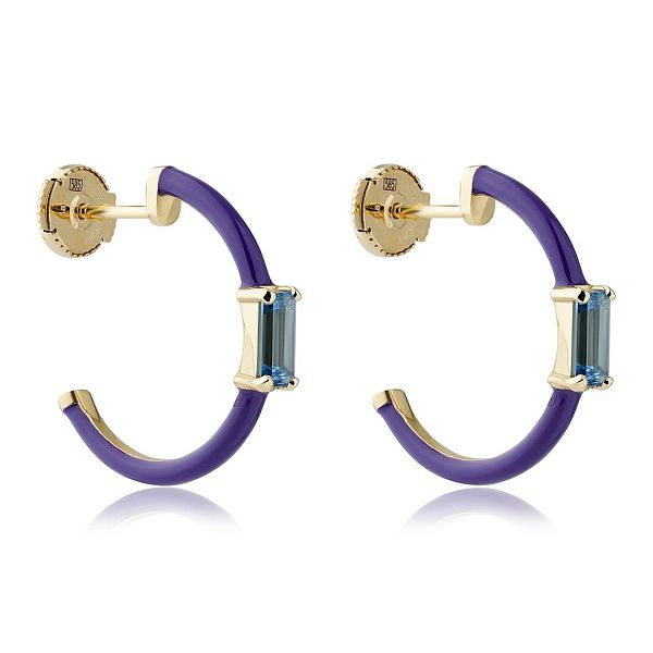 Пусеты из желтого золота со шпинелью