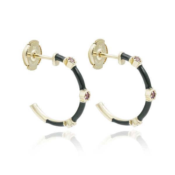 Пусеты их желтого золота с аметистами